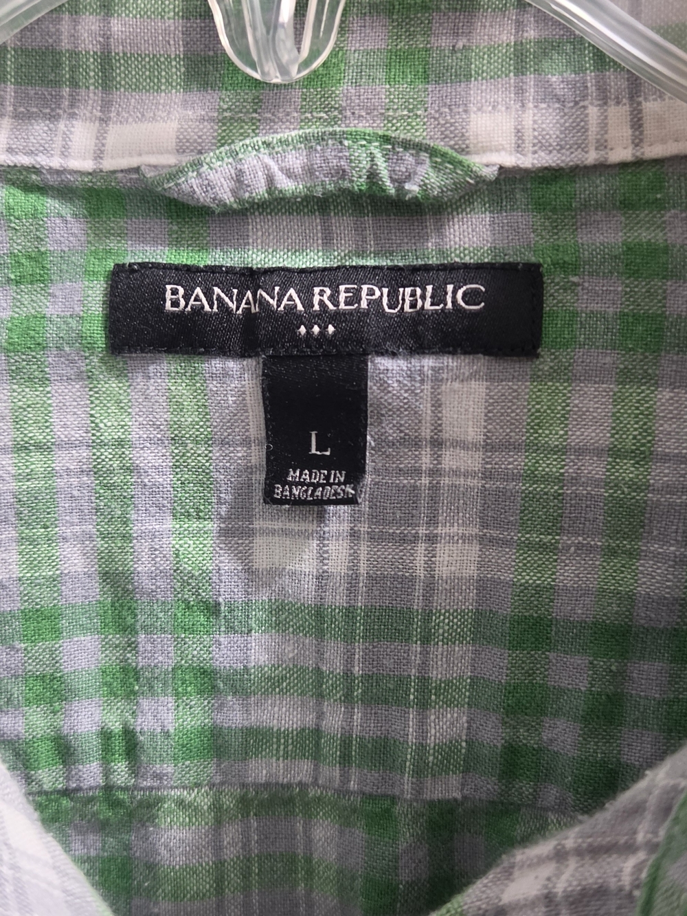 Banana Republic Green and White Check Casual Button-Down Shirt